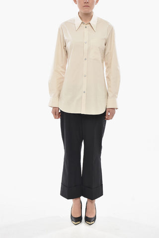 Fitted Fit Poplin Cotton Shirt with Chest Pocket