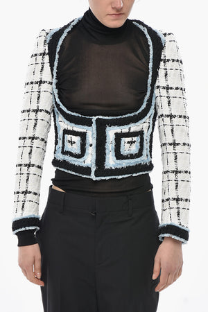 Giacca Bustier Cropped Fit con Scollo a Balconcino