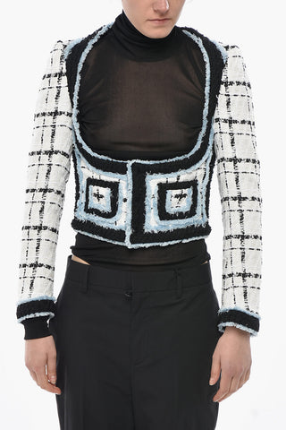 Cropped-Fit Bustier Jacket with Balcony Neckline