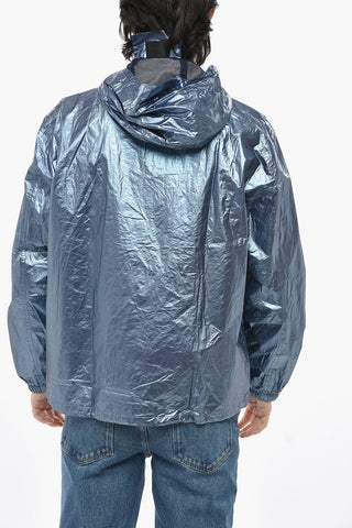 Lamé-Nylon-Windjacke mit kontrastierendem Frontreißverschluss