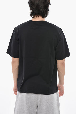 Slim-Fit-Rundhalsshirt Uni Mit Kontrastierendem Logo