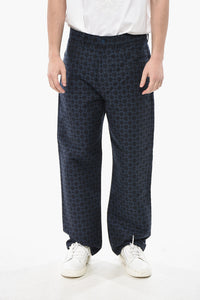 Pantaloni 5 Tasche in Misto Cotone Motivo Monogram