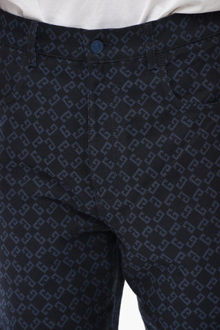 코튼 블렌드 5포켓 바지 모노그램 패턴