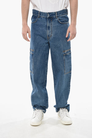 Medium Wash Denim Cargo Straight-Fit Jeans 21cm