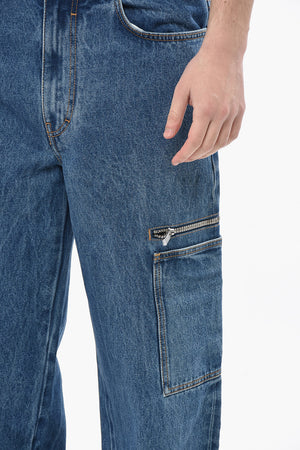 Medium Wash Denim Cargo Straight-Fit Jeans 21cm