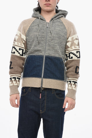 Felpa Hoodie Bicolore con Chiusura Zip