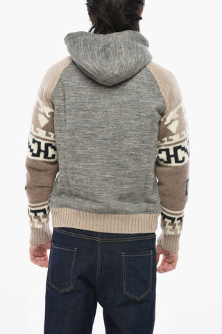 Felpa Hoodie Bicolore con Chiusura Zip