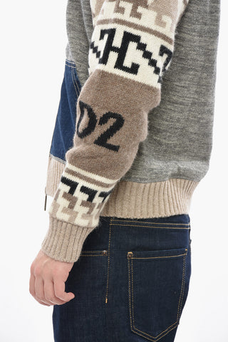 Felpa Hoodie Bicolore con Chiusura Zip