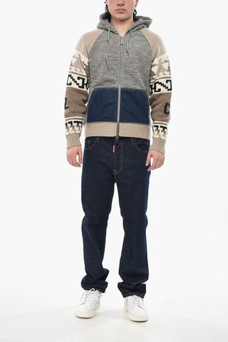 Felpa Hoodie Bicolore con Chiusura Zip