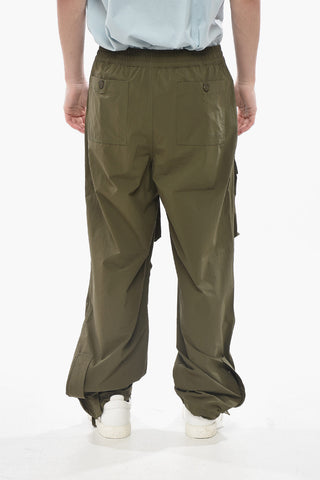 Stretch Nylon Cargo Pants with Ankle Drawcord