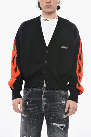 Cardigan in Misto Cotone FLAMES con Maniche Jacquard