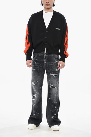 Cardigan in Misto Cotone FLAMES con Maniche Jacquard