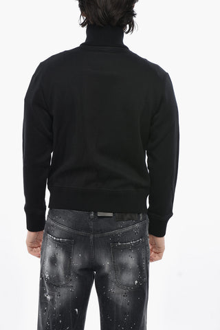 Mock Neck Cotton-Stretch Sweatshirt with Full Zip