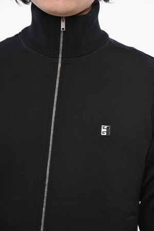 Mock-Neck-Sweatshirt aus Stretch-Baumwolle mit durchgehendem Reißverschluss