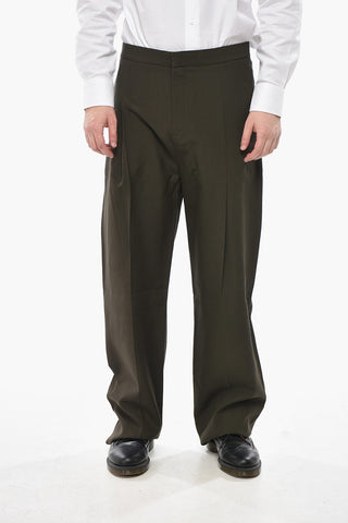 Straight-Fit Wollhose mit einer Bundfalte