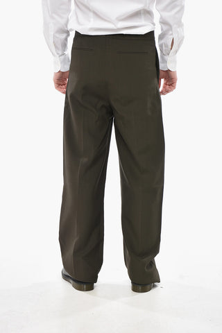 Straight-Fit Wollhose mit einer Bundfalte