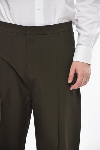 Straight-Fit Wollhose mit einer Bundfalte