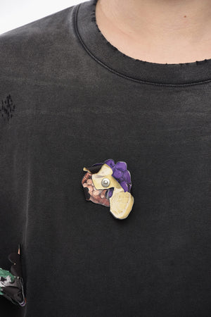 T-Shirt Rundhals Aus Baumwolle Mit Used-Effekt Und Aufgesetzten Details