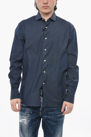 Stretch Cotton Solid Shirt with French Collar