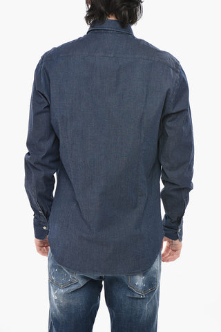 Stretch Cotton Solid Shirt with French Collar