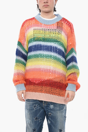Rundhals-Pullover mit mehrfarbigem Lochmuster