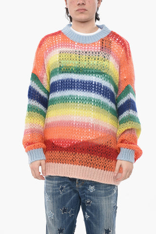 Rundhals-Pullover mit mehrfarbigem Lochmuster