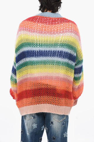 Rundhals-Pullover mit mehrfarbigem Lochmuster