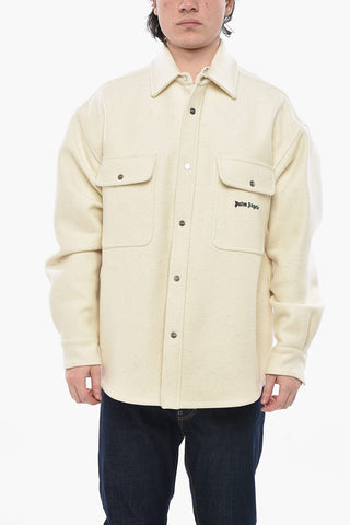 Overshirt Utility In Lana Vergine con Bottoni Automatici