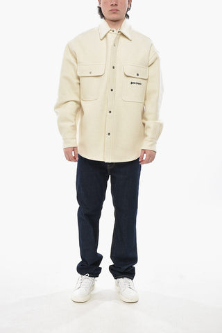 Overshirt Utility In Lana Vergine con Bottoni Automatici