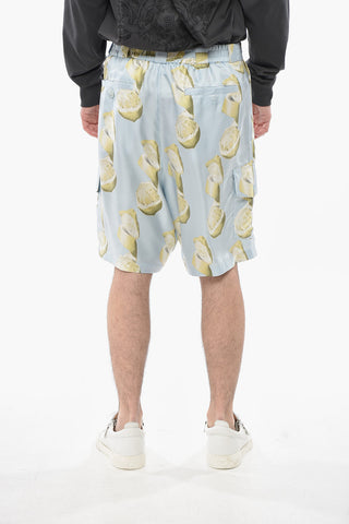 Silk-Satin Cargo Shorts LEMON