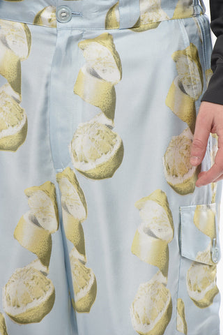 Silk-Satin Cargo Shorts LEMON
