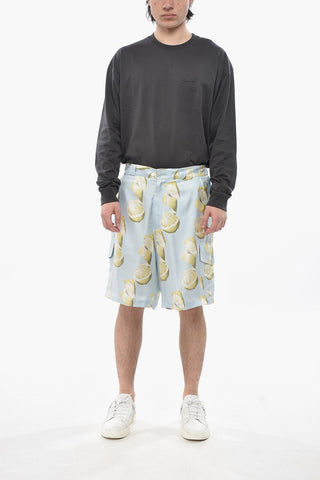 Silk-Satin Cargo Shorts LEMON
