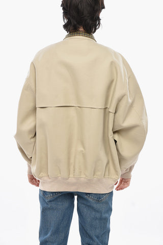 Cotton-Blend Bomber with Check Details