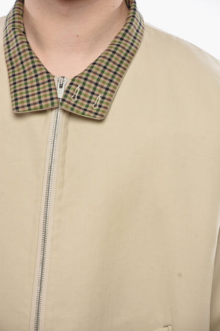 Cotton-Blend Bomber with Check Details