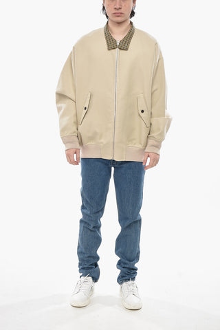 Cotton-Blend Bomber with Check Details