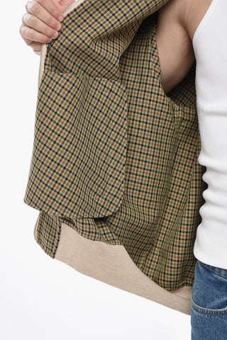 Cotton-Blend Bomber with Check Details