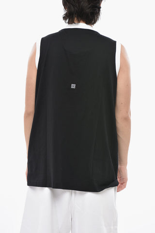 Cotton Tank Top With Contrast Trim And V-Neck