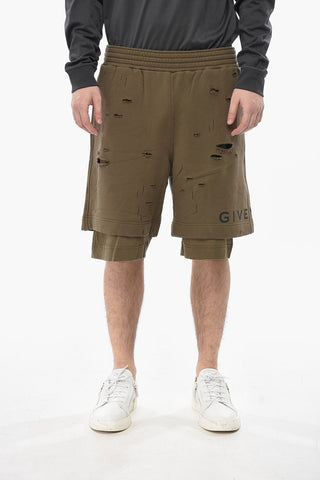 Shorts Aus Doppelstoff Mit Distressed-Design