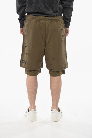 Shorts Aus Doppelstoff Mit Distressed-Design