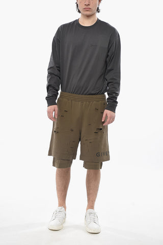 Shorts Aus Doppelstoff Mit Distressed-Design