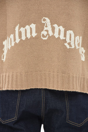 Maglia Girocollo in Misto Lana con Logo a Contrasto