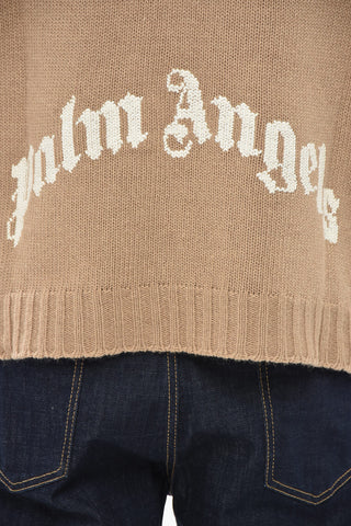 Maglia Girocollo in Misto Lana con Logo a Contrasto