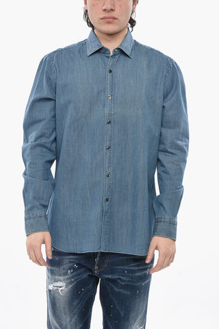 Leichtes Denim-Hemd mit französischem Kragen