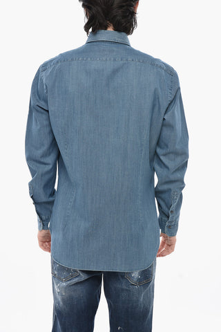 Leichtes Denim-Hemd mit französischem Kragen