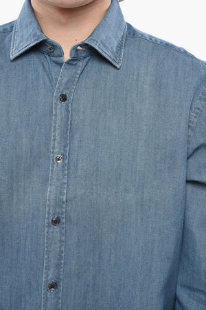 Leichtes Denim-Hemd mit französischem Kragen