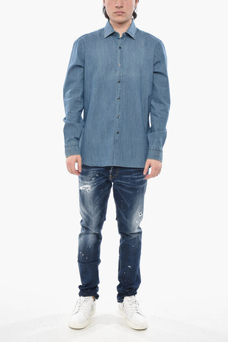 Leichtes Denim-Hemd mit französischem Kragen