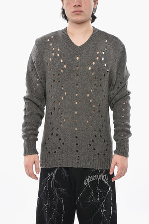 Openwork Alpaca-Blend Crewneck