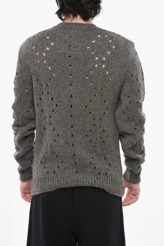 Rundhals-Pullover aus Alpaka-Mix mit Lochmuster