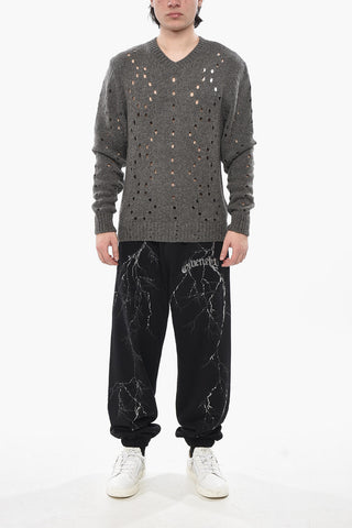 Rundhals-Pullover aus Alpaka-Mix mit Lochmuster