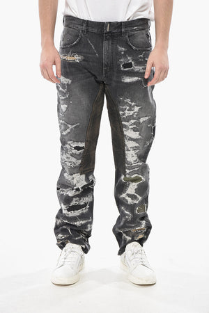 Jeans Distressed Regular Fit con Toppe 20cm
